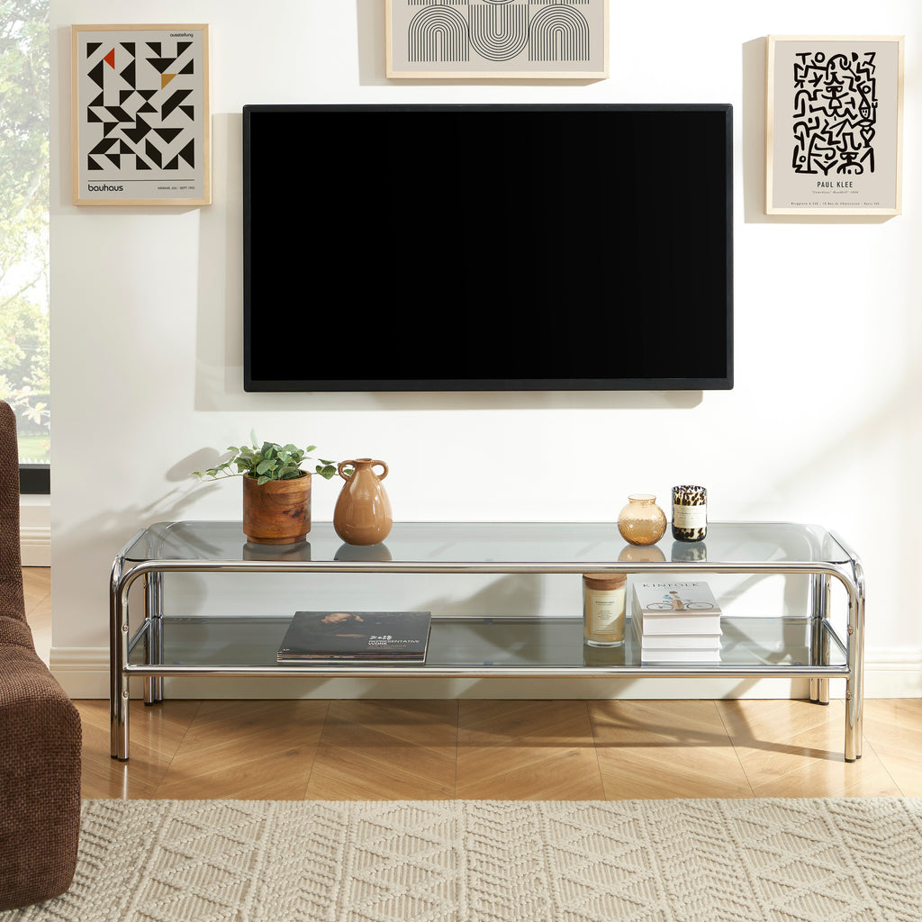 Maggy - Meuble Tv - Verre Trempé - Noir