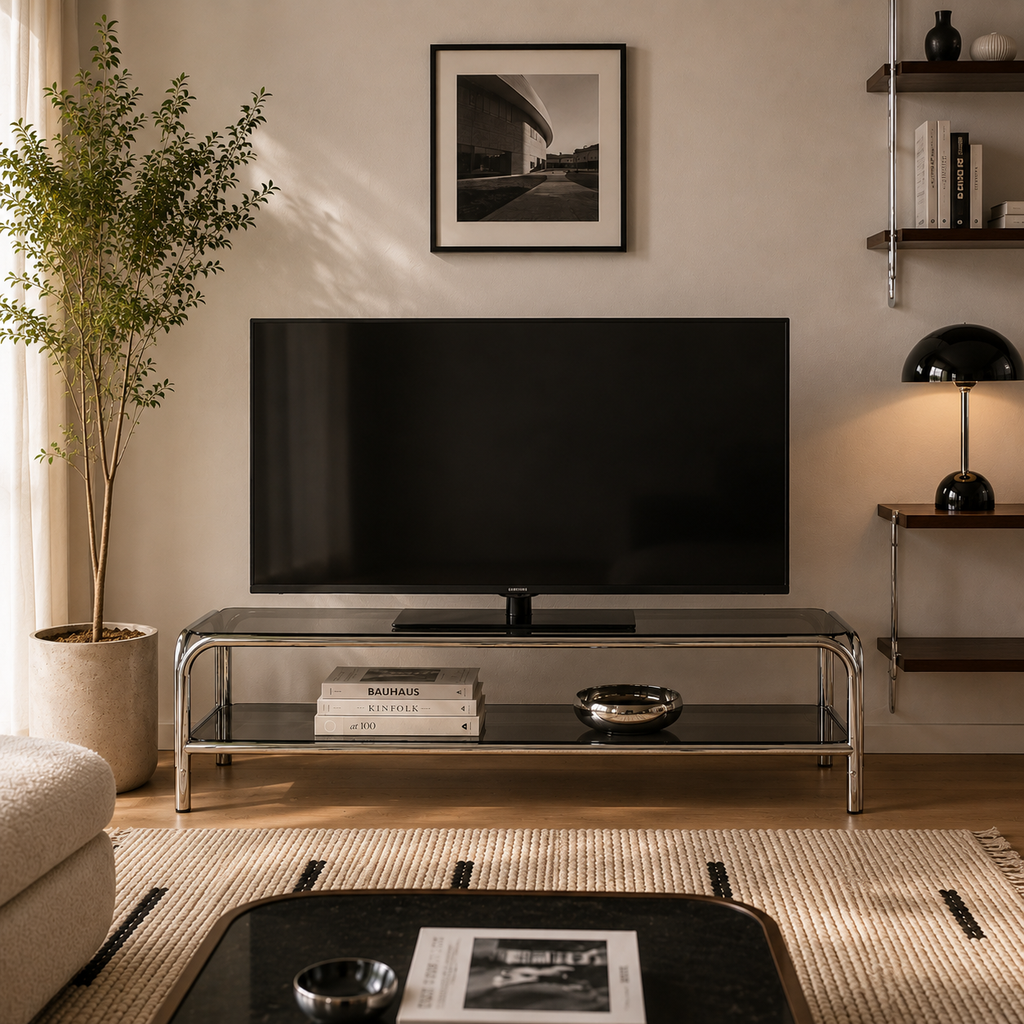Maggy - Meuble Tv - Verre Trempé - Noir