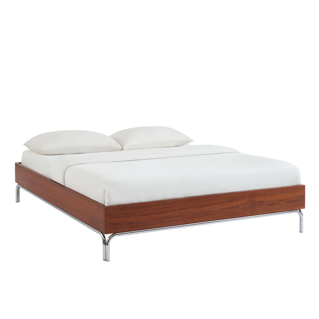 Maggy - Bed - Chenille Fabric - Walnut