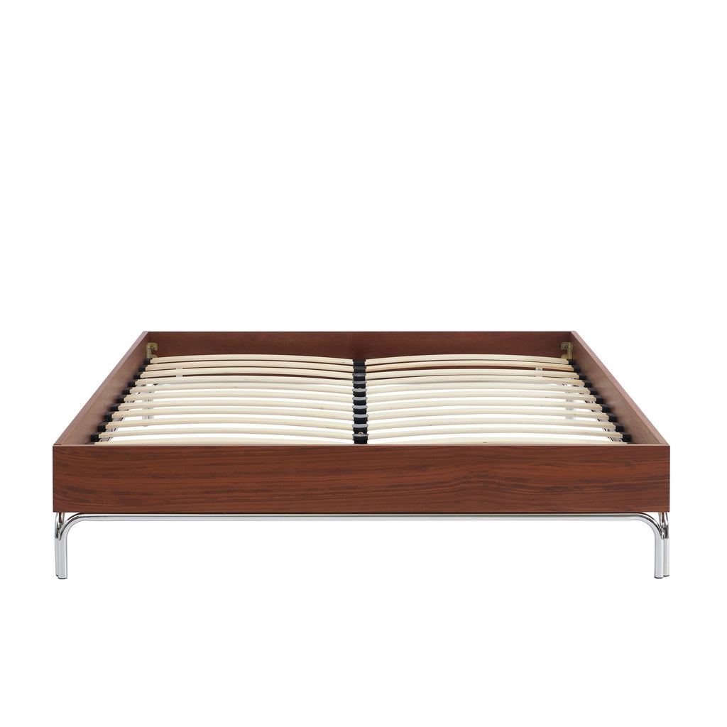Maggy - Bed - Walnut Veneer And Chrome Metal Legs