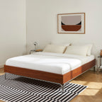 Maggy - Bed - Walnut Veneer And Chrome Metal Legs