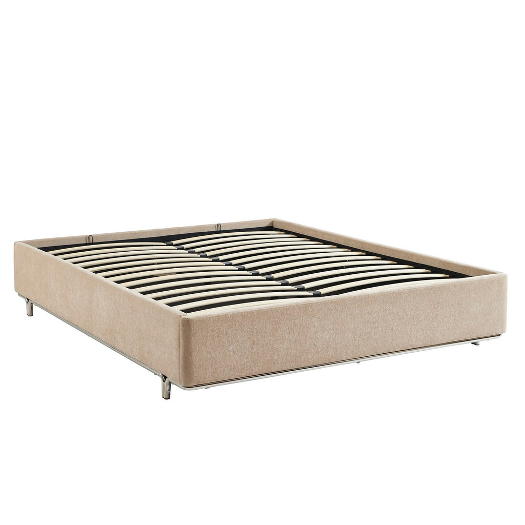 Maggy - Bed - Bouclette - Beige And Black Metal Legs