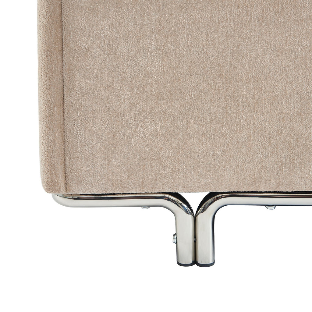 Maggy - Bed - Bouclette - Beige And Black Metal Legs