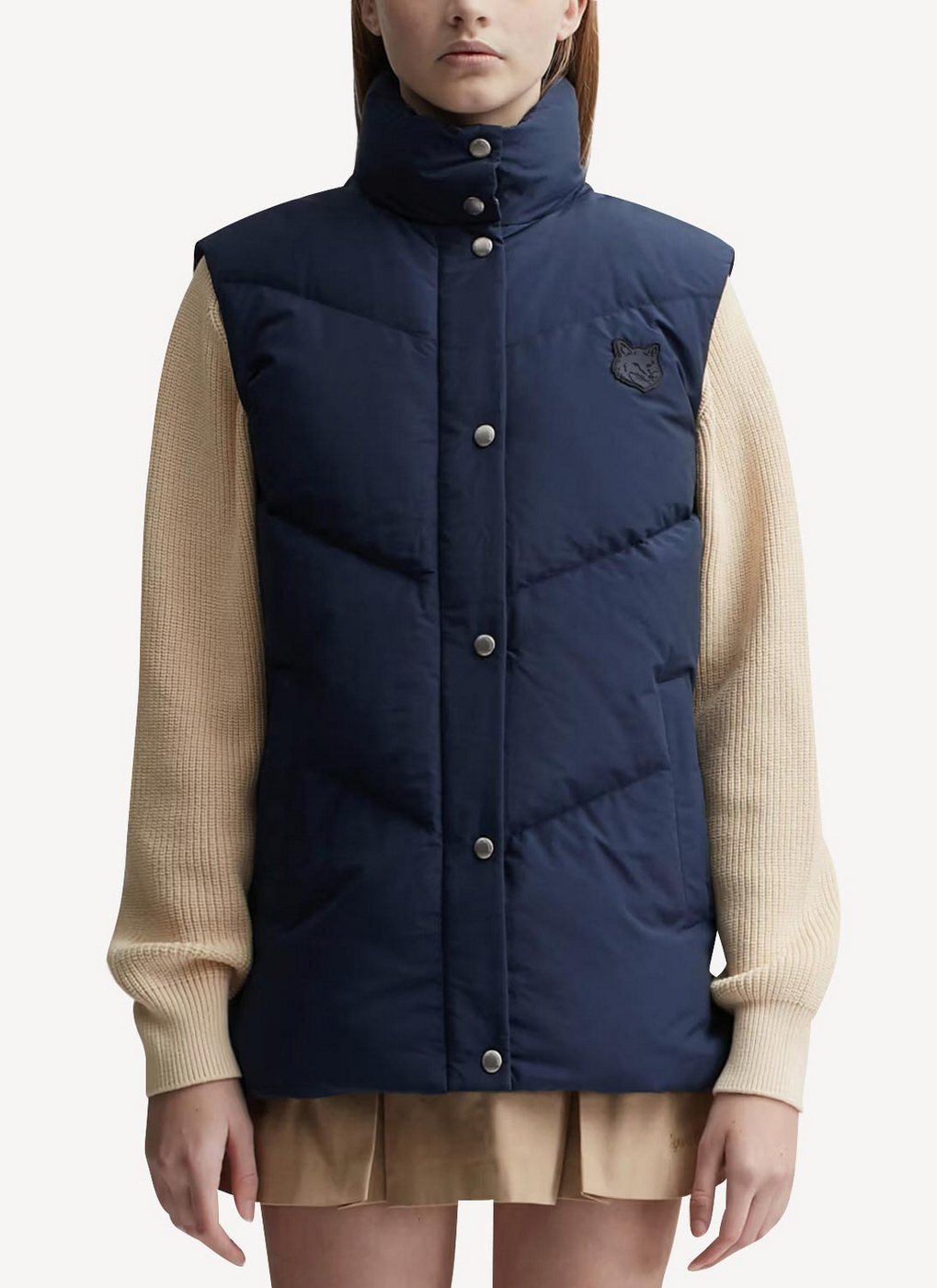 Maison Kitsune - Woolen Jiro Waistcoat - Dark Navy - Femme