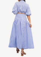 Maison Kitsune - Falda Estelle de algodón a rayas - Rayas azules - Mujer