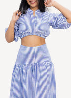 Maison Kitsune - Falda Estelle de algodón a rayas - Rayas azules - Mujer