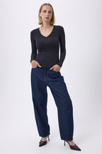 V-Ausschnitt T-Shirt Malibu - Schwarz - Damen