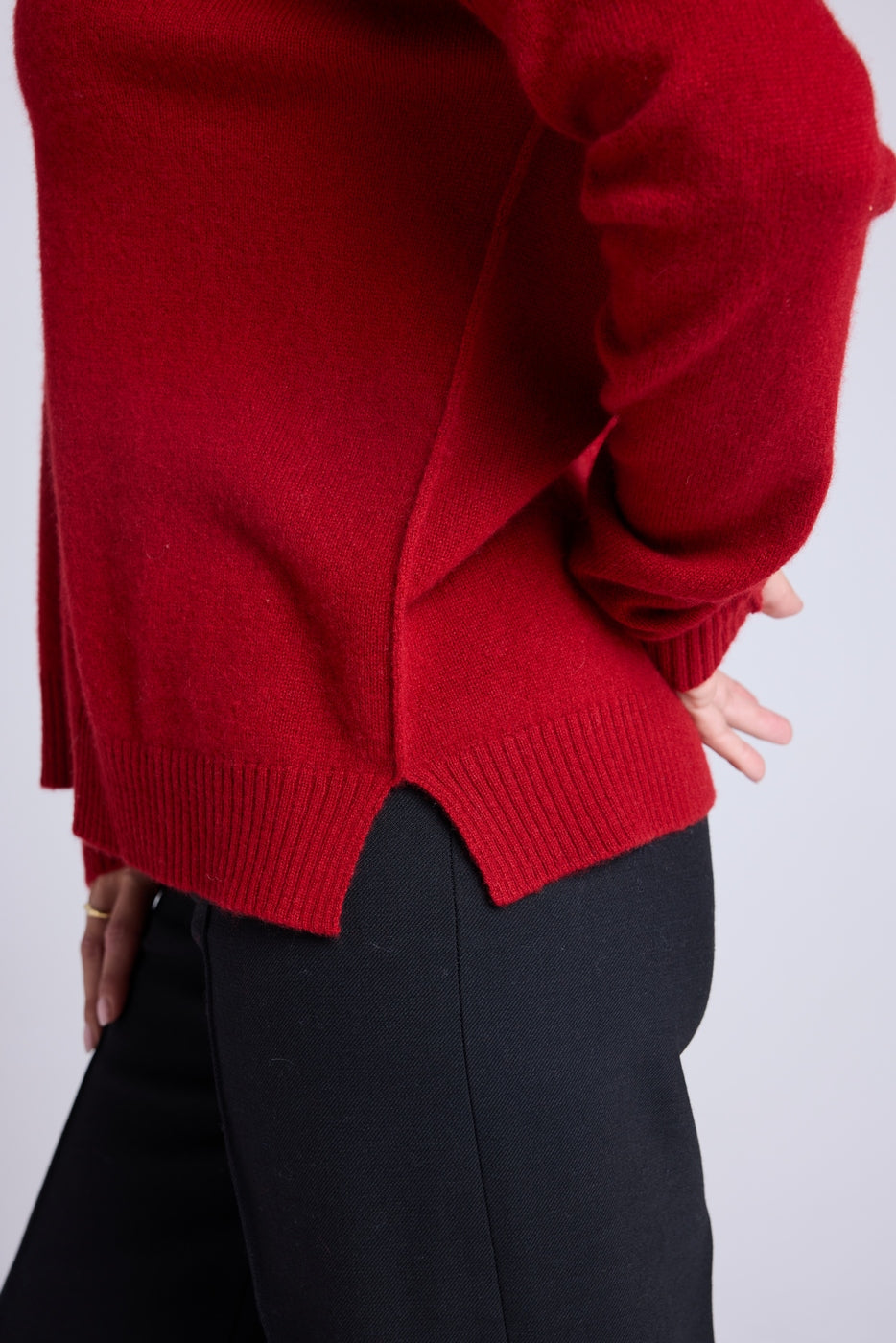 Jersey oversize de cuello en V con costuras Manon - Rojo burdeos - Mujer