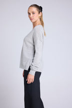 Pull Col V Oversize Coutures Manon - Gris Clair - Femme