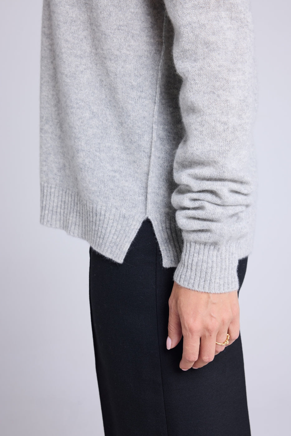 Pull Col V Oversize Coutures Manon - Gris Clair - Femme