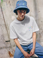 embroidered bob / summer / summer / denim / pastel / embroidery / high quality