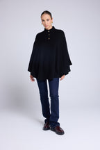 Margot Gold Button Poncho - Black - Women