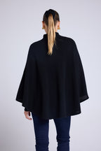 Margot Gold Button Poncho - Black - Women