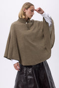 Gold-Button Poncho Margot - Khaki Green - Women