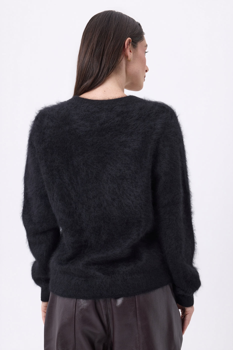 Cardigan Col V – Cachemire Brossé Marianne - Noir - Femme - 100% Cachemire Brosse
