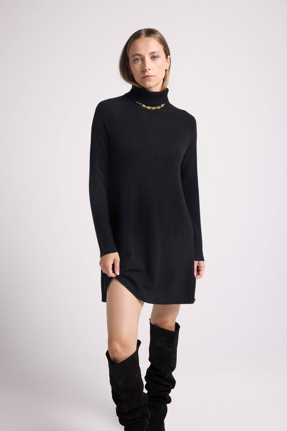 Robe Col Roule Marie - Noir - Femme