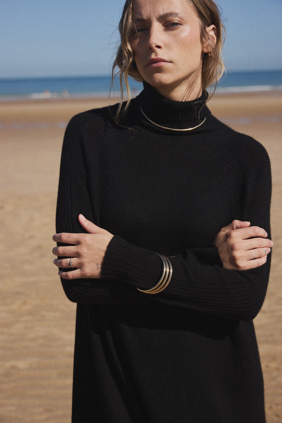 Robe Col Roule Marie - Noir - Femme