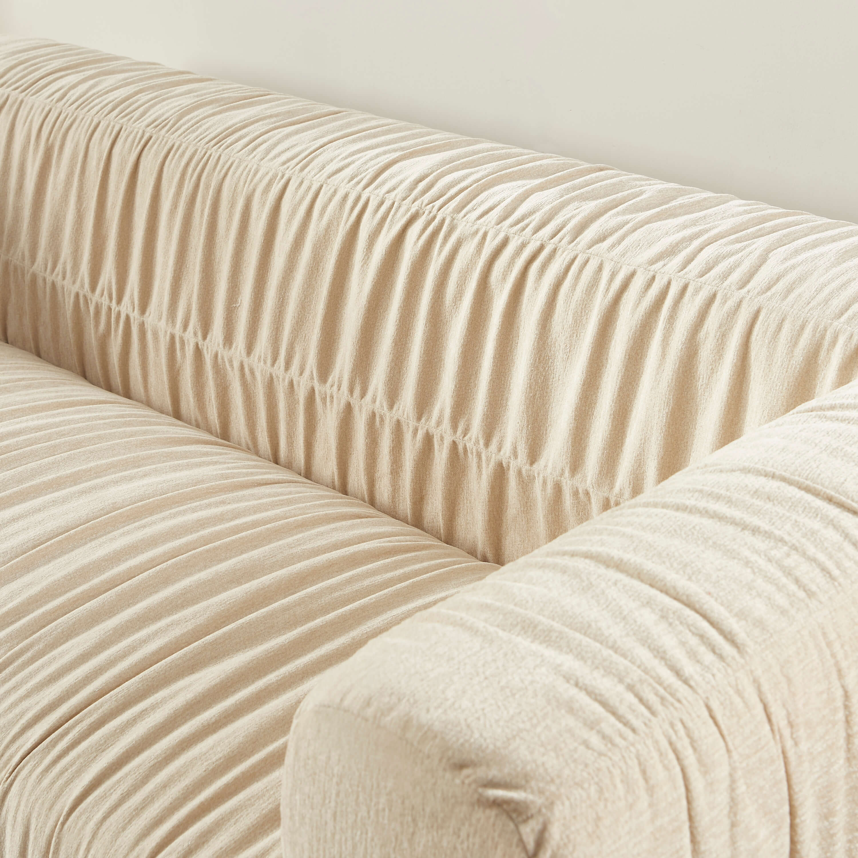 Marni - Canapé 3 Places - Velours Texturé - Beige