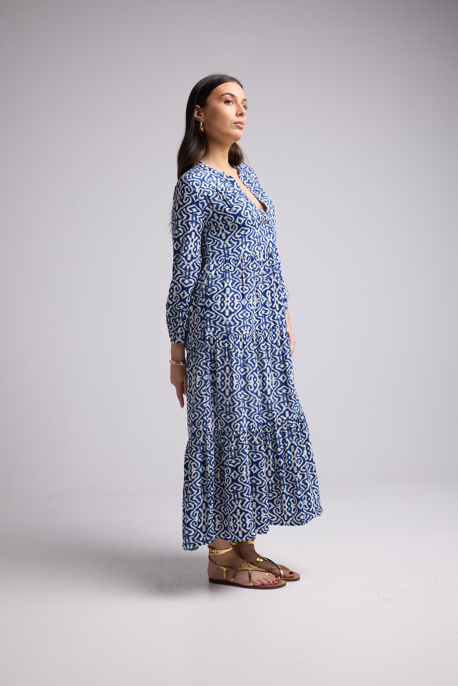 Vestido Largo - Marzia - Blanco Azul