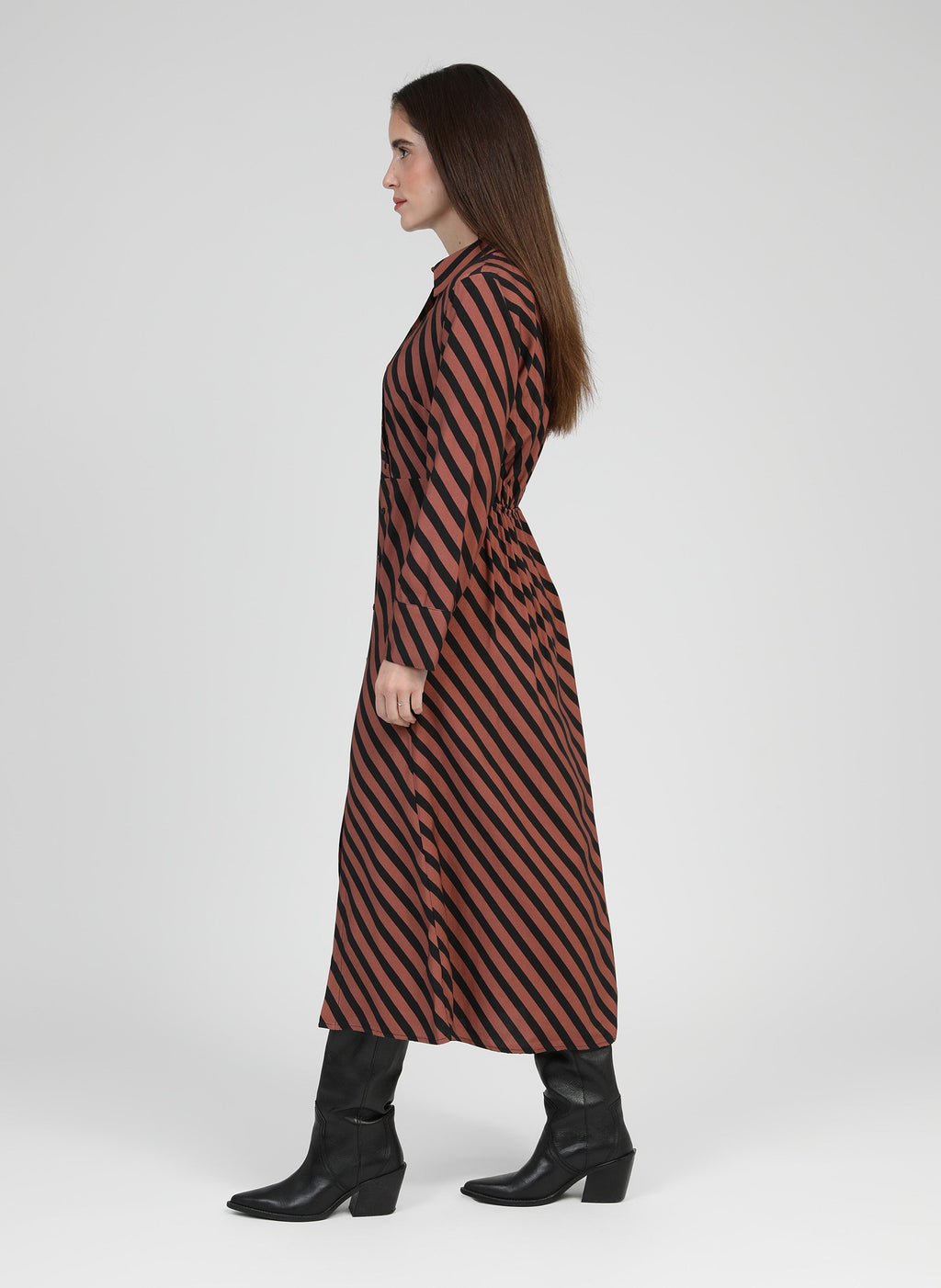 Robe Longue Matara Stipe Chocolat