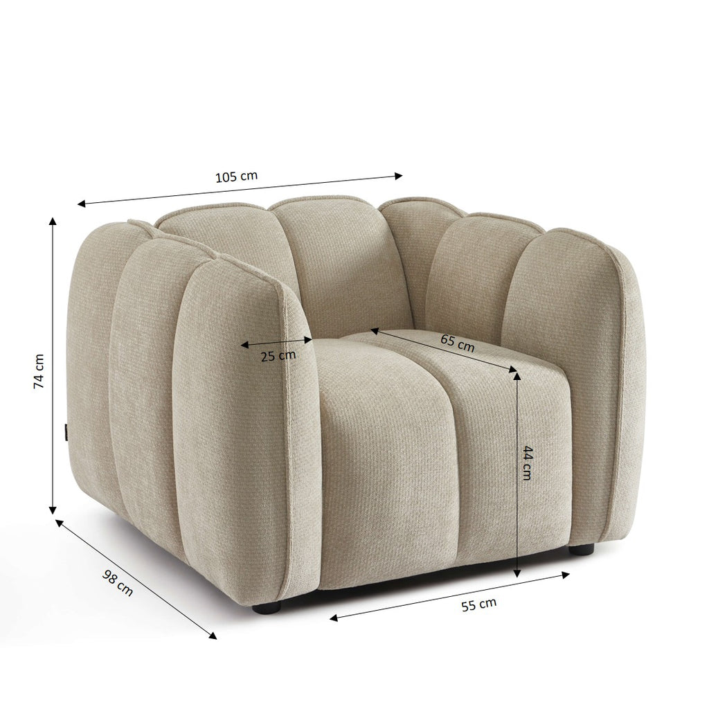 Matilda - Armchair - Chenille Fabric - Beige