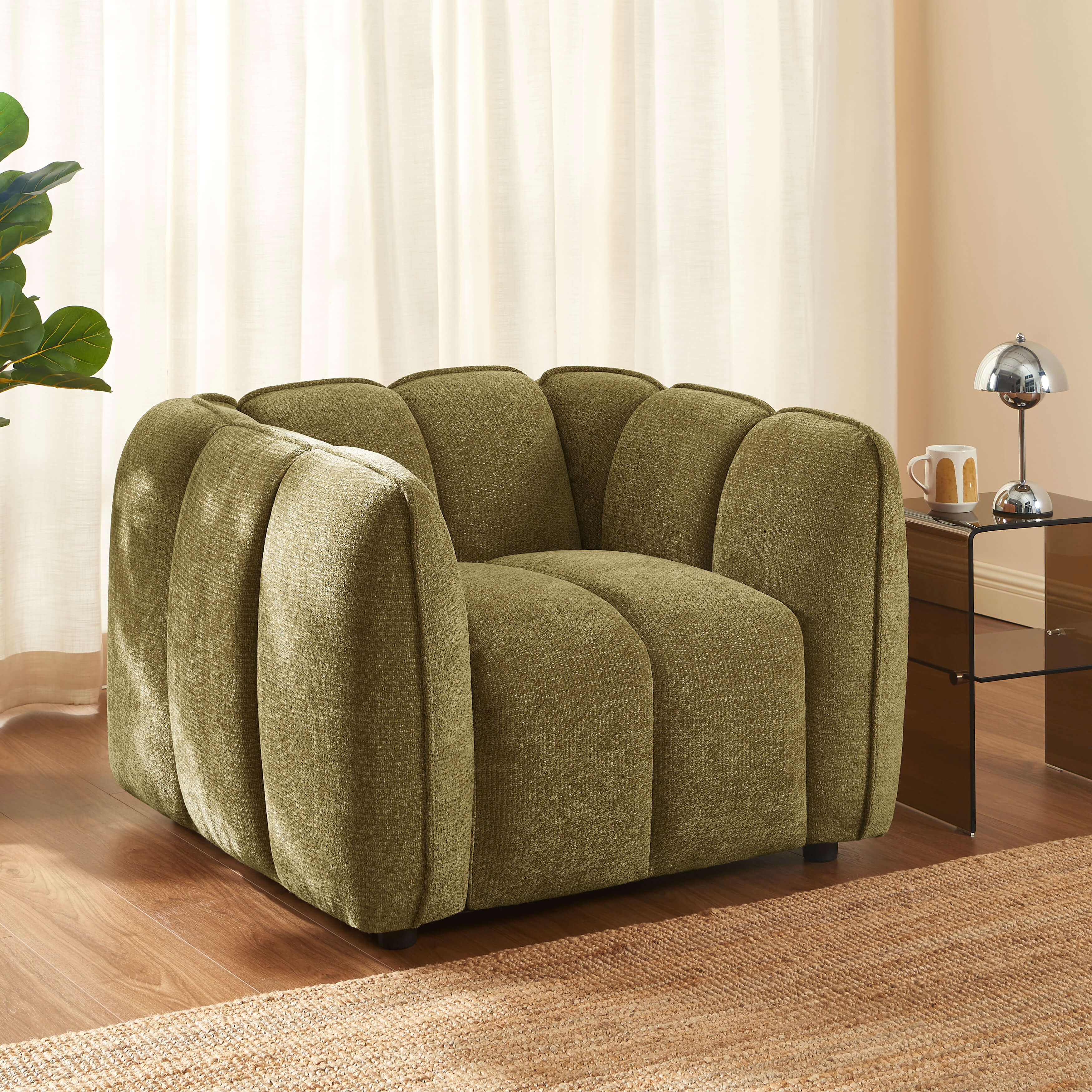 Matilda - Fauteuil - Tissu Chenille - Vert