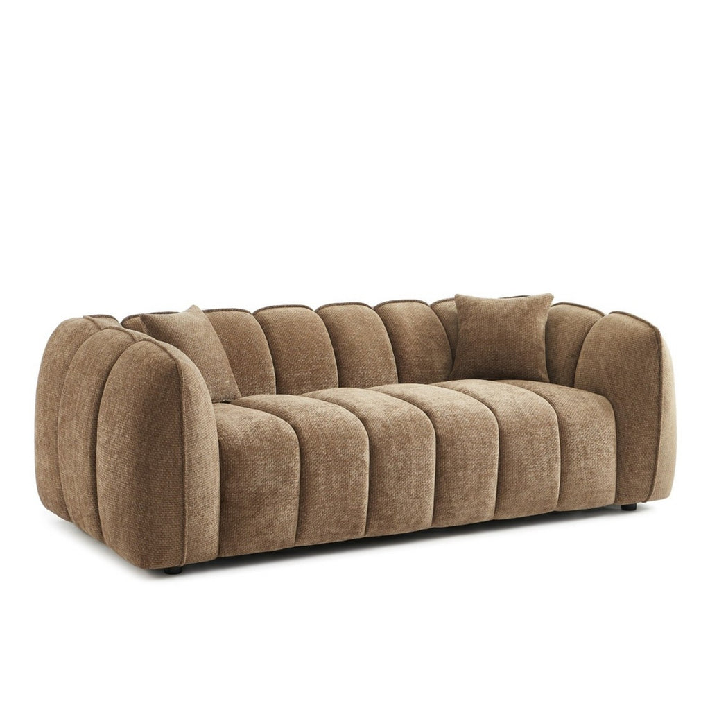 Matilda - Canapé 3 Places - Tissu Chenille - Marron