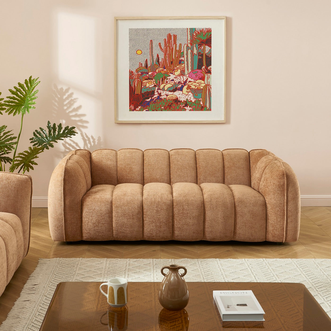 Matilda - 3-Seater Sofa - Chenille Fabric - Terracotta