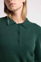 Pull Col Polo Boutons Maxine - Vert Bouteille