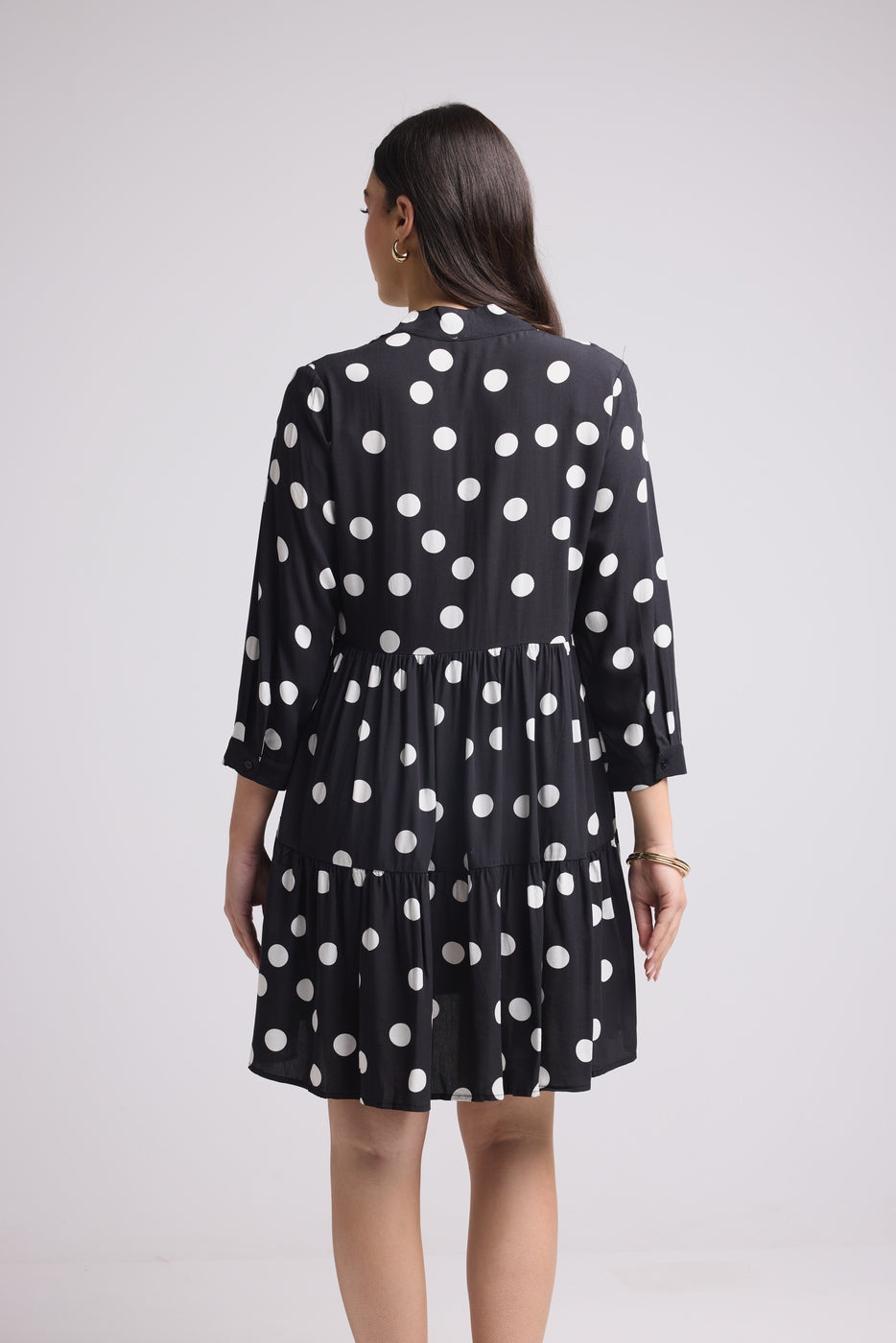 Short Dress - Maya - Black White Polka Dots