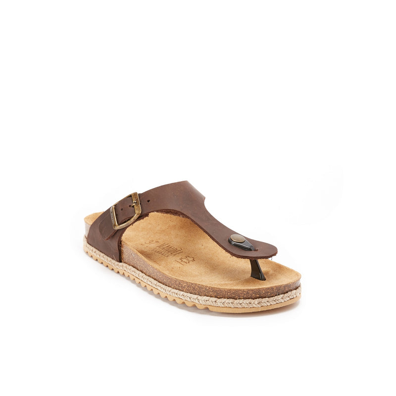 Blanca Oiled Leather Dark Brown Flip Flops - Women's