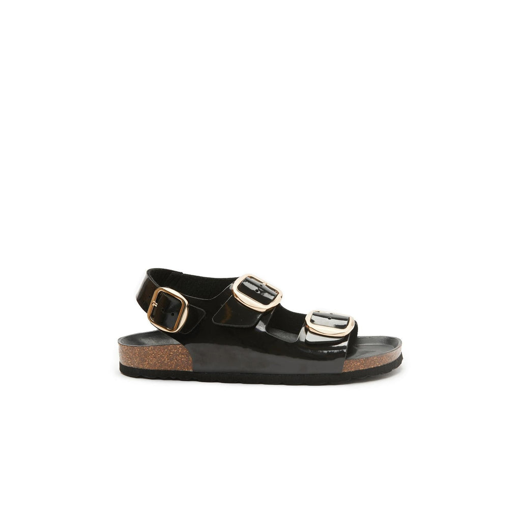 Carlos Big Buckle Patent Black - Mujer