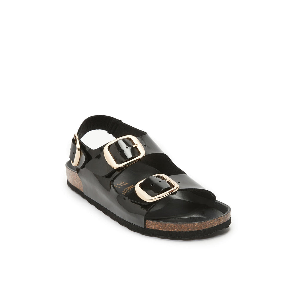 Carlos Big Buckle Patent Black - Mujer
