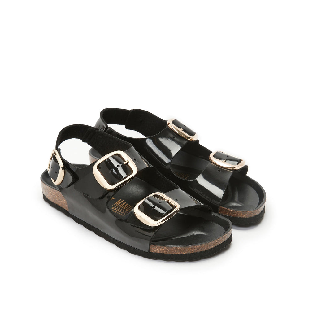 Carlos Big Buckle Patent Black - Mujer