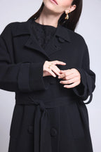 Manteau Trench Melinda - Noir - Femme - Cachemire Et Laine