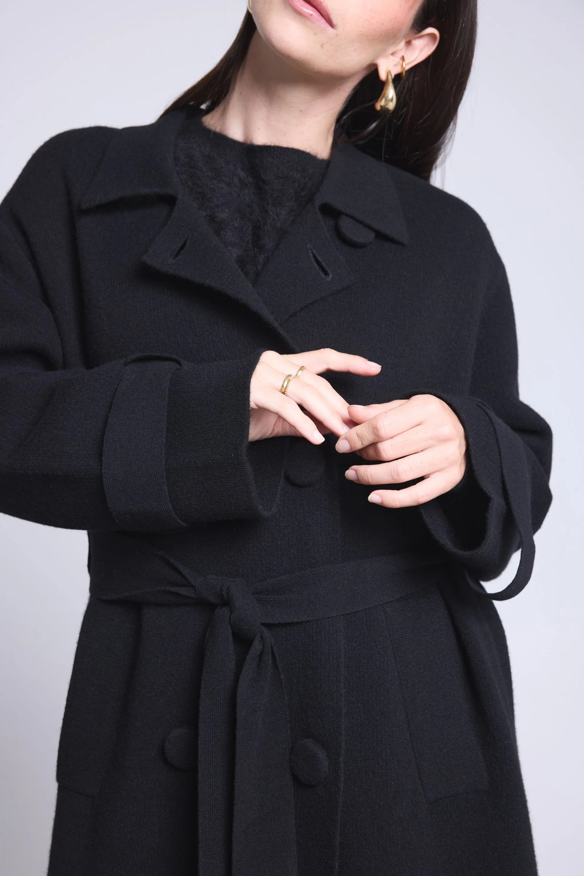 Manteau Trench Melinda - Noir - Femme - Cachemire Et Laine