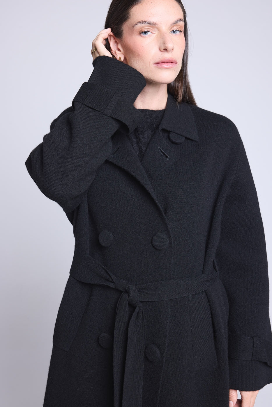 Manteau Trench Melinda - Noir - Femme - Cachemire Et Laine
