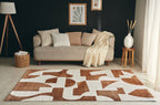 Geometric polypropylene rug with brown pattern: MEM562MAR - Nazar rugs