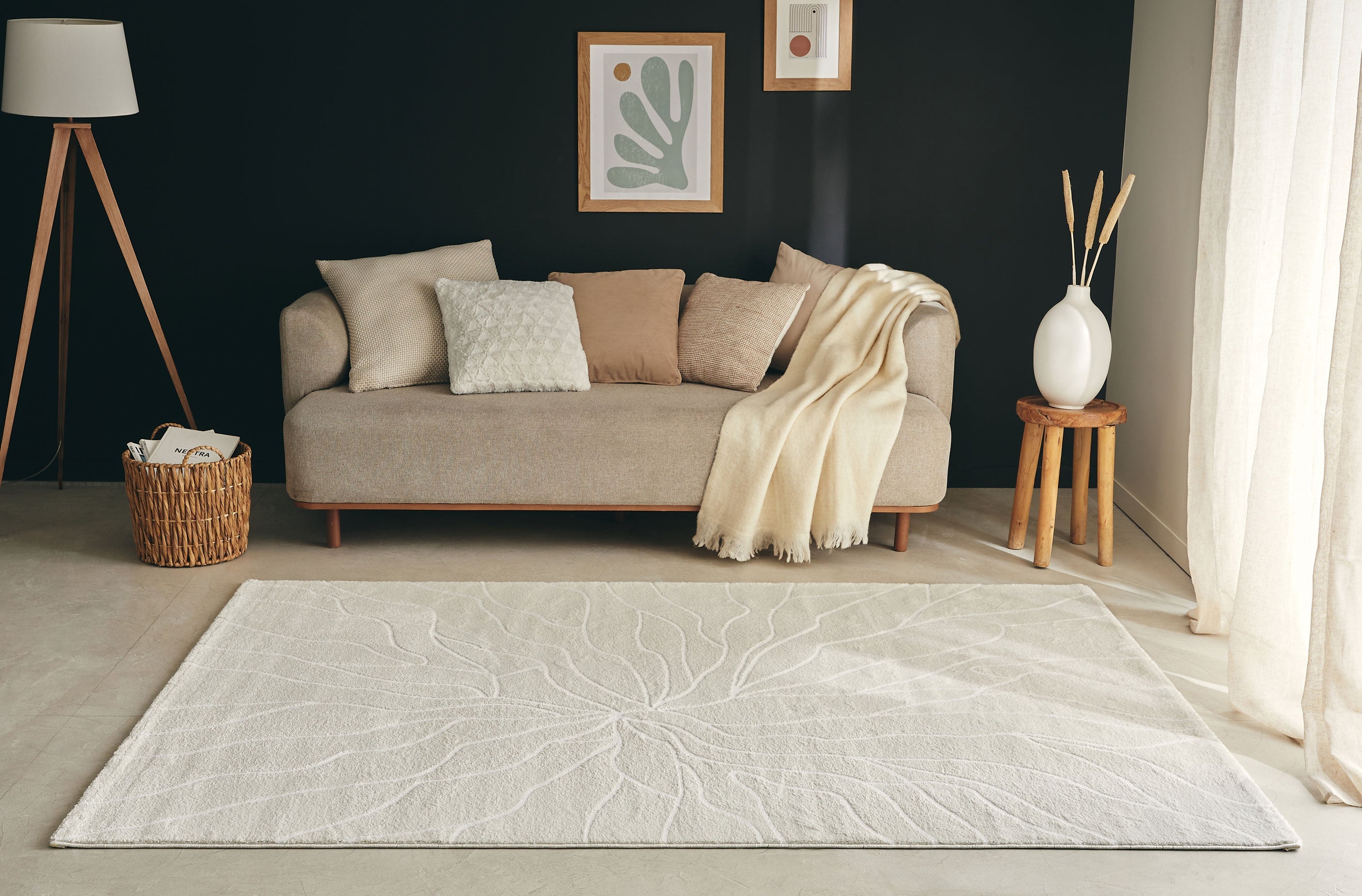Cream Geometric Rug: MEM566CRE - Nazar rugs