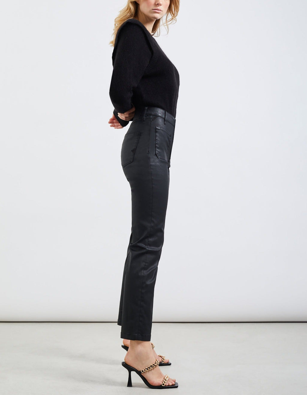 Reiko - Pantalón Talle Alto Mercy Coated - Black - Mujer