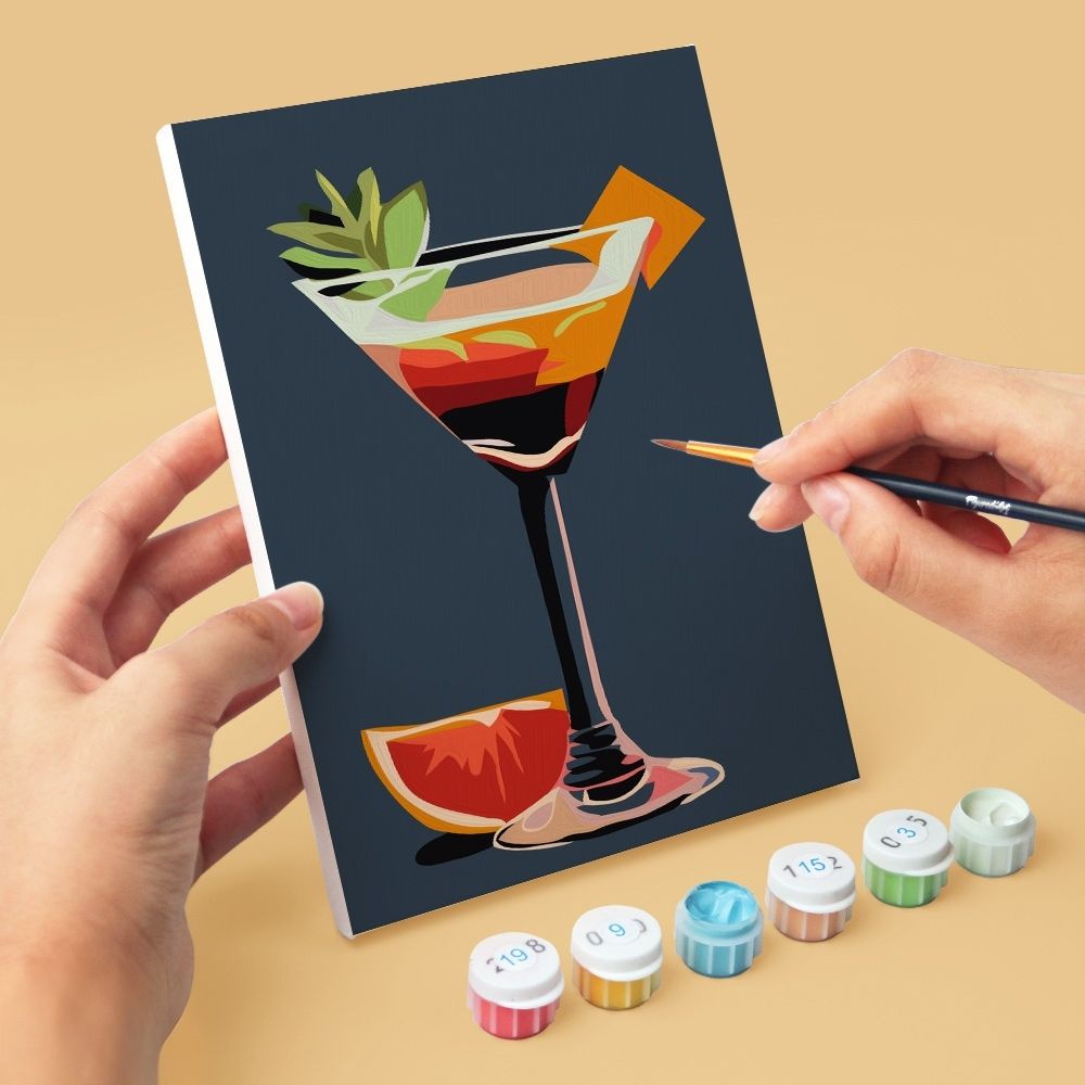 Mini Peinture Par Numéros 15X20Cm (6 Pièces) - Cocktails Vibrants
