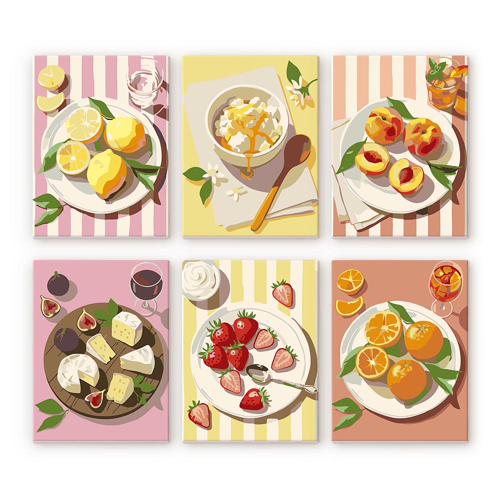 Mini pintura por números 15x20cm (6 piezas) - Delicias de verano