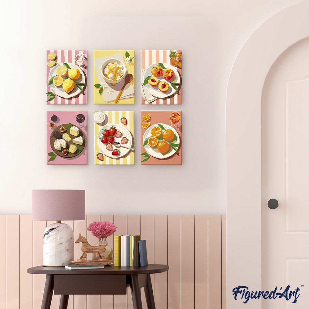 Mini pintura por números 15x20cm (6 piezas) - Delicias de verano