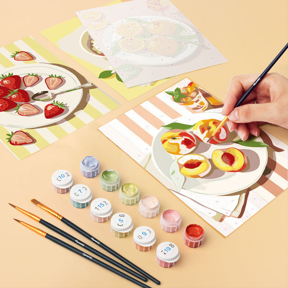 Mini pintura por números 15x20cm (6 piezas) - Delicias de verano