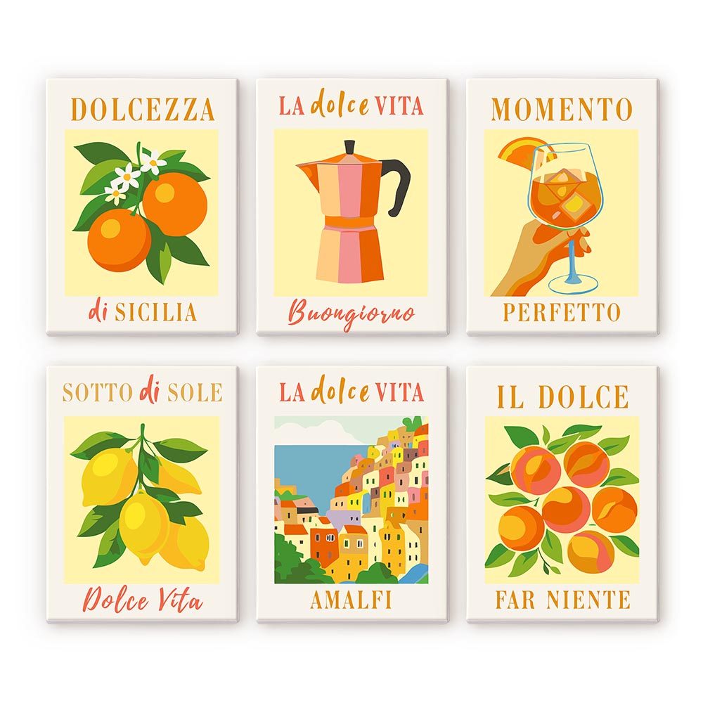 Mini pintura por números 15X20Cm (6 piezas) - Sol de Italia