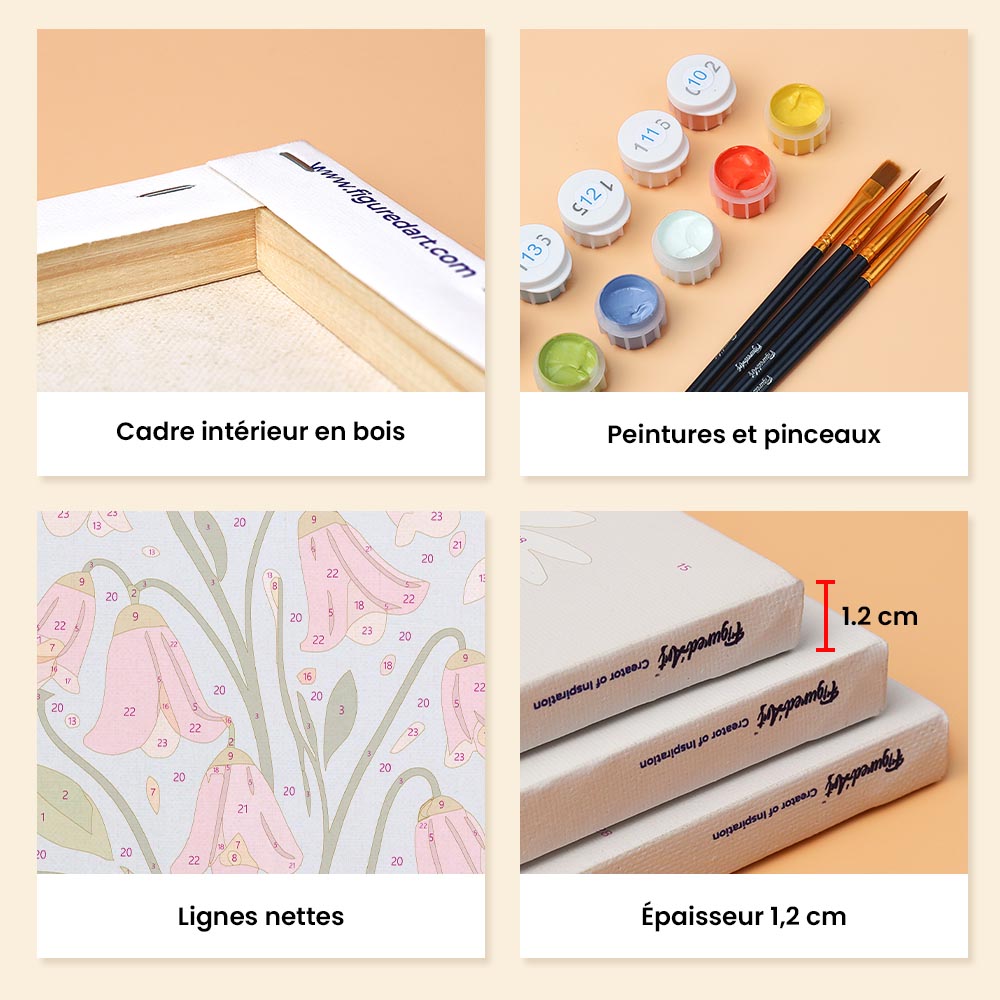 Mini Paint by Numbers 15X20Cm (6 Pieces) - Pastel Flowers