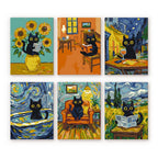 Mini Peinture Par Numéros 15X20Cm (6 Pièces) - Chat Style Van Gogh
