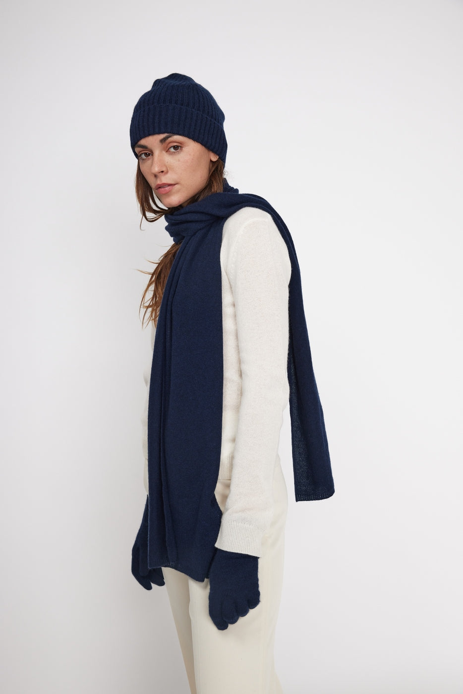 Kashmir-tørklædestola – Marineblå – Unisex