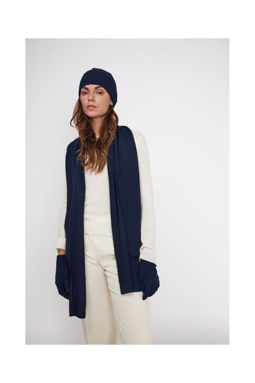 Kashmir-tørklædestola – Marineblå – Unisex