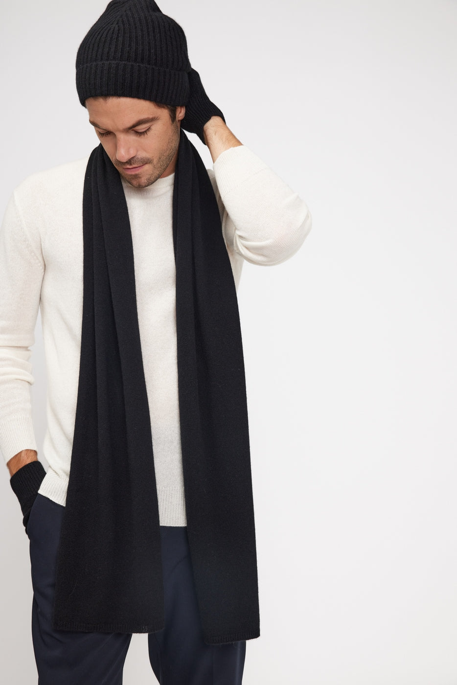 Stola-Tørklæde i Kashmir - Sort - Unisex